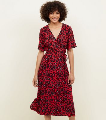 Red Leopard Print Dress